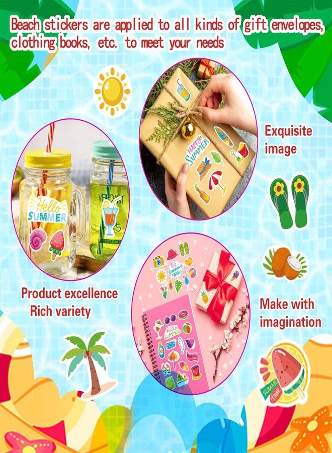 DUJAA 24 Shees Summer Stickers Pool Beach Luau Hawaii Sun Stickers Hello Summer Ocean Beach Sticker Hawaiian Ice Cream Stickers for Scrapbooking Water Bottles, Family School Classroom Party Favor - Image 4